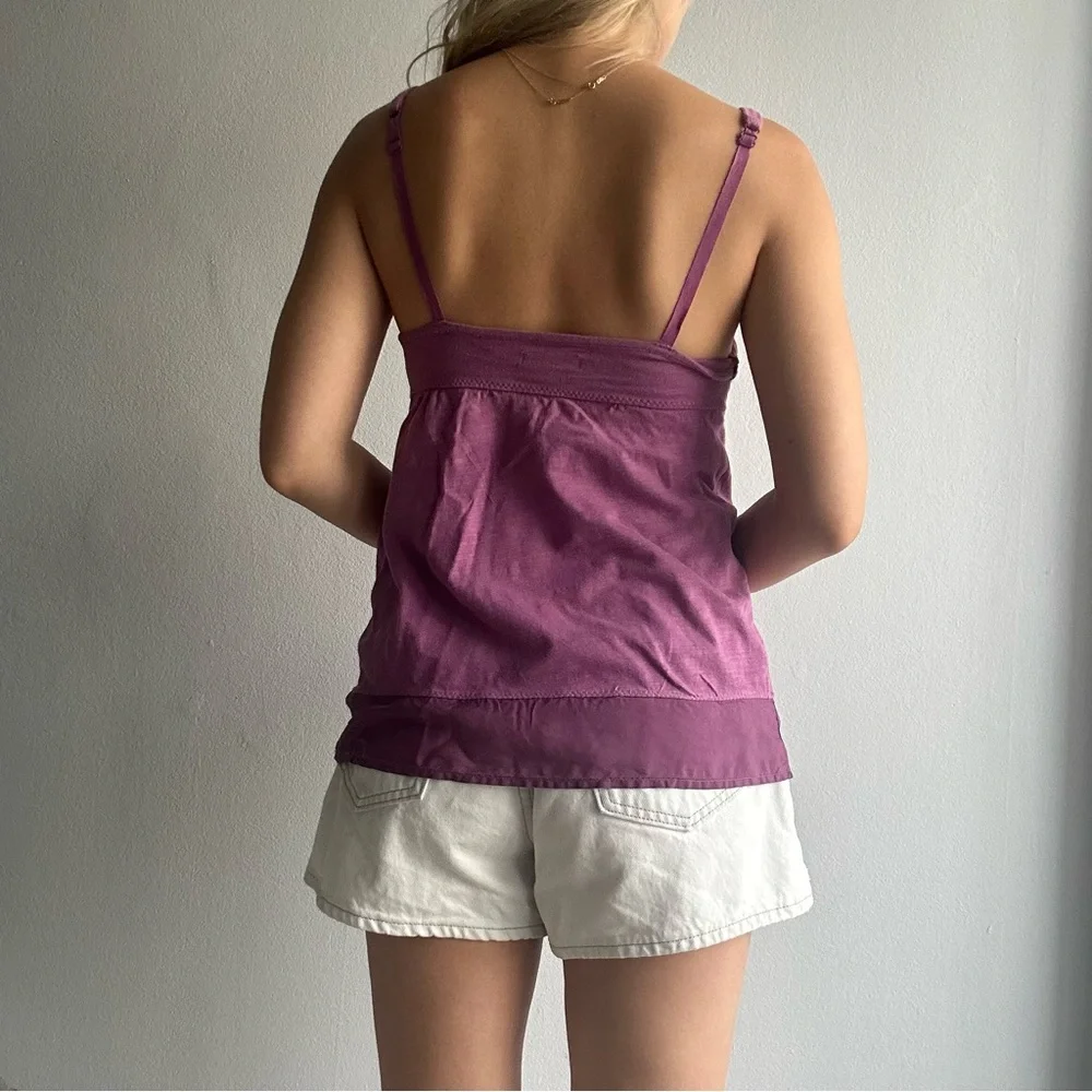 Vintage American Eagle Babydoll Silk Lace Trim Sweetheart Neckline Camis Purple - Picture 4 of 11